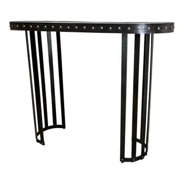 Modern Curved Metal and Glass Console Table