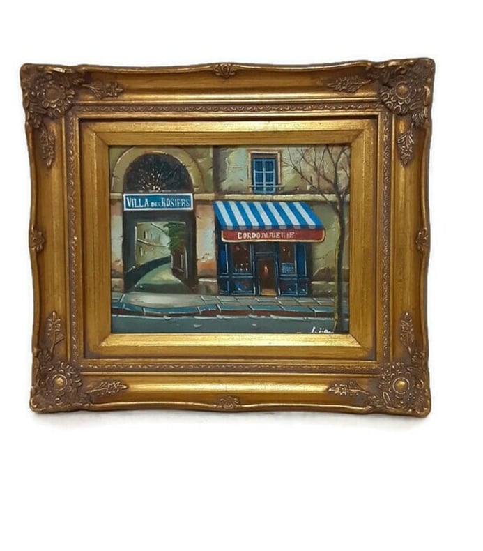 Oil Painting Of A French Street Scene -Villa Des Rosiers