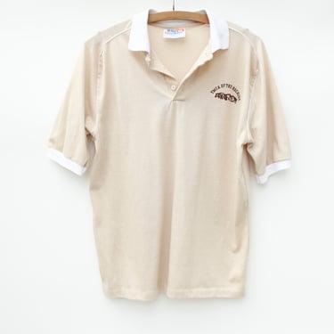 Vintage 80s YMCA of the Rockies Polo Shirt - Collared T-shirt - Beige 