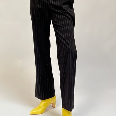 Black Y2K Pinstripe Trousers (M)
