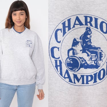 National Foundation for Wheelchair Tennis Sweatshirt 90s NFWT USTA Sweatshirt Graphic Chariot Champions Vintage Retro Heather Grey Large 