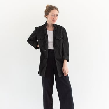 Vintage Black Safari Jacket | Corozo Button | Unisex British Cotton Canvas Workwear | Utility Work Coat Blazer | XS | C1 