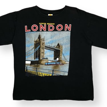 Vintage 90s London Tower Bridge Art Portrait Destination Style Graphic T-Shirt Size Large/XL 