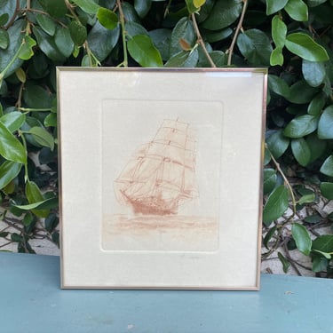 Schooner Drawing -- Nautical Art -- Schooner Art -- Vintage Art -- Drawing of a Schooner -- Ship Art -- Vintage Ship Art 