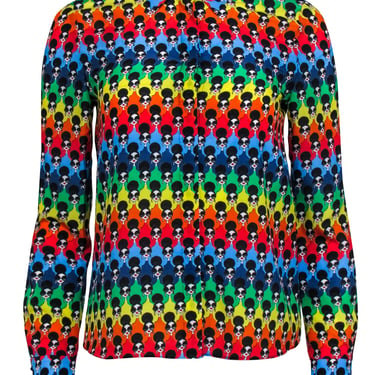 Alice &amp; Olivia - Multi Color Rainbow Print Button Down Shirt Sz XS