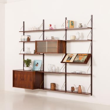 PS System rosewood wall unit by Preben Sorensen, Randers, Denmark 1960s 