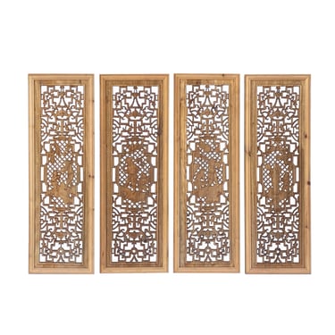 Chinese 4 Pcs Set People Scenery Theme Wooden Wall Plaque Panels ws2369E 
