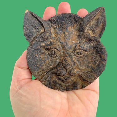 Vintage Cat Head Ashtray Retro 1940s Farmhouse + Virginia Metalcrafters + Bob Cat + 3-8 Iron + Trinket or Coin Dish + Cat Lover + Home Decor 