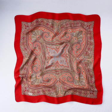 Liberty of London Vintage Silk Scarf Red Paisley Scarf | Square Scarf for Hair Tie Vintage Boho Scarf Blue Neck Scarf for Handbag Scarf 