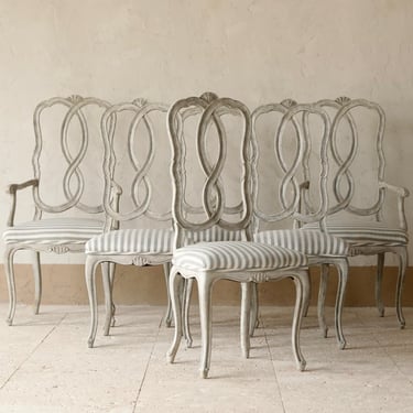 Set of Six 20th C. Venetian Style Painted Dining Chairs