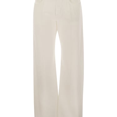 Brunello Cucinelli Women Contemporary Loose Trousers In Dyed Denim