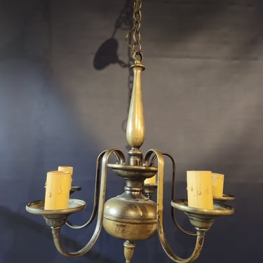 Vintage Brass Colonial Chandelier 17.5 x 31