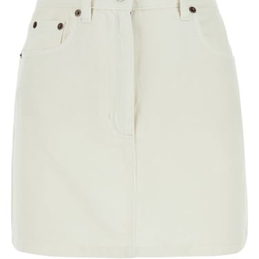 Prada Woman White Denim Mini Skirt