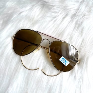 Vintage Skinny Pink and Gold Aviator Sunglasses 