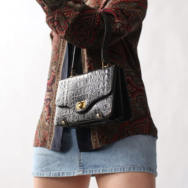 Vintage Structured Embossed Leather Bag