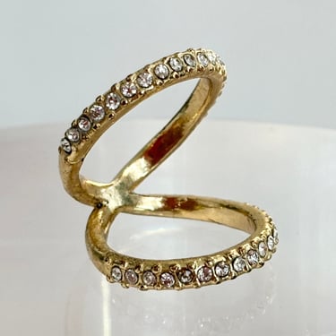 Gold Toned Vintage Clear Gemstone Eternity Infinity Ring - Size 5 