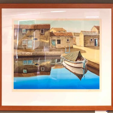 European Cove with Covered Boat Numbered Print Wall Decor