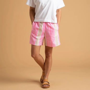 Striped Shore Shorts - Clay + Neon Pink