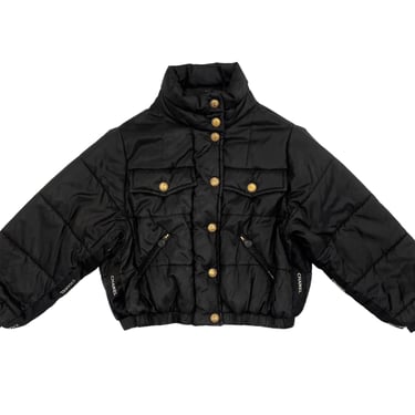 Chanel Black Logo Puffer Jacket