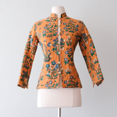 Gorgeous 1970's Made in India Floral Quilted Jacket  / Sz M