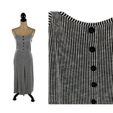 Y2K Spaghetti Strap Jumpsuit XS | Black & White Striped, Wide Leg Capri Romper, Stretchy Comfortable Casual, 2000s Clothes for Women 