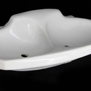 Vintage European White Ceramic Double Soap Dish