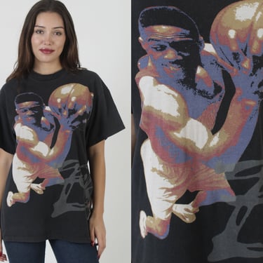 Vintage Nike Alonzo Mourning T Shirt, 90s Wrap Around Made In USA, NBA Basketball Big Logo Tee 