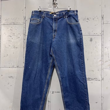 90s Levi’s Silver Tab Distressed baggy Dark Denim Jeans paint 