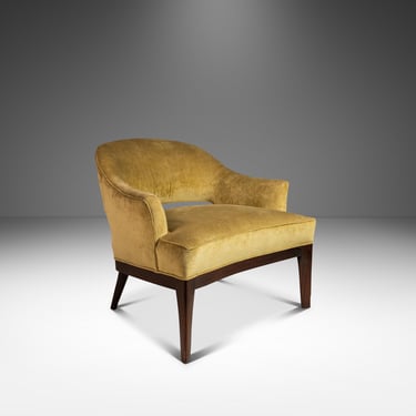 Mid-Century Modern Saber Leg Lounge Chair in Walnut & Original Fabric After Harvey Probber, USA, c. 1970's 