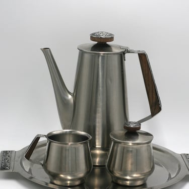 vintage International Decorator Stainless Coffee Set with Tray 