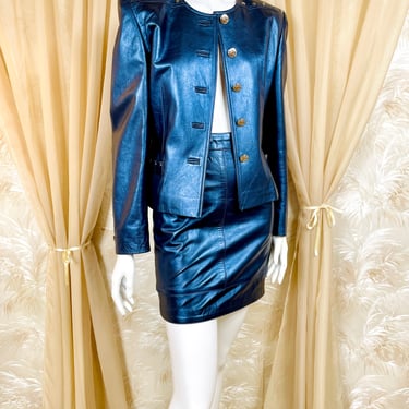 1980's Starry Night Escada Leather Suit