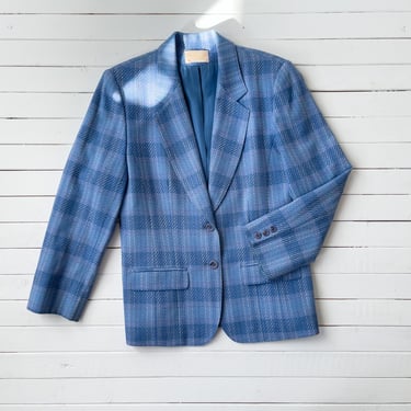plaid wool jacket | 80s 90s vintage Pendleton pastel blue lavender dark academia cottagecore wool blazer 