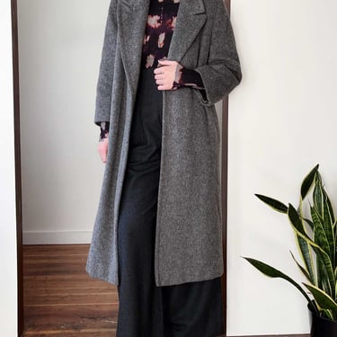 70s Tailored Gray Wool Coat | S-M