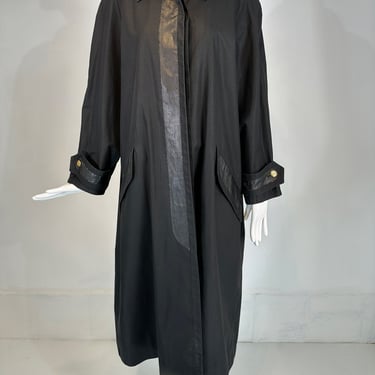 Chanel Black  Duster Style Distressed Vintage Raincoat 1980s 40