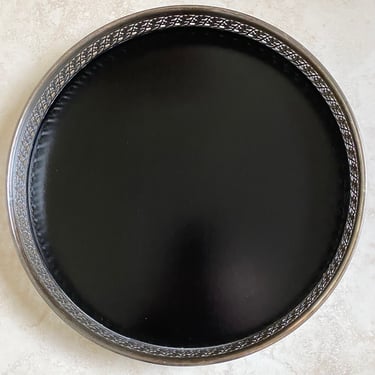 Vintage William Adams Towle silver plate and jet black Formica serving tray~ Italian Bar Tray, Appetizer Tray, Pastry, Cupcake Serving Plate 