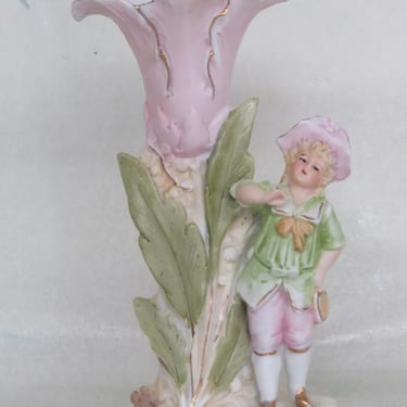 Porcelain Boy and Flower Figurine Vase 3943B
