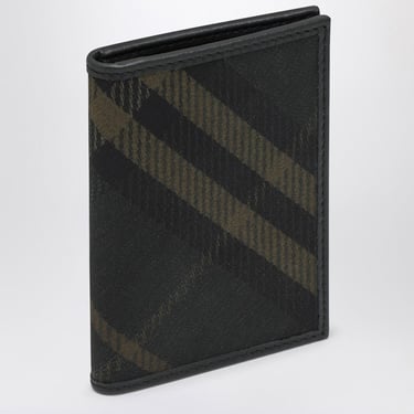 Burberry Black Folding Card Case With Check Pattern Men