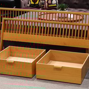 Charles Webb Queen Bed in Light Finish Oak with Storage Drawers