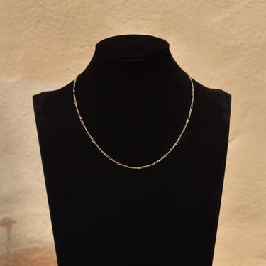 Italian Figaro Chain In 14K Yellow Gold, 2mm Solid Gold Link Necklace, Estate Jewelry, 15 3/4" 
