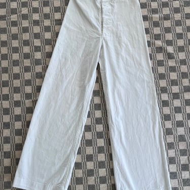 Reserved for Caron 2 pairs Vintage 28 Waist White Sailor Pant | High Rise Button Fly Cotton Trousers | Navy Pants 