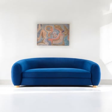 Electric Blue Curved Back Sofa