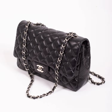 Vintage XL CHANEL Black CC Logo Caviar Leather Shoulder Bag, Moonstone  Vintage
