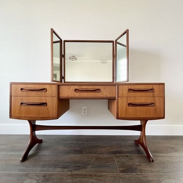 Mid Century Modern Teak G- Plan Fresco Mirrored Vanity / Dressing Table England