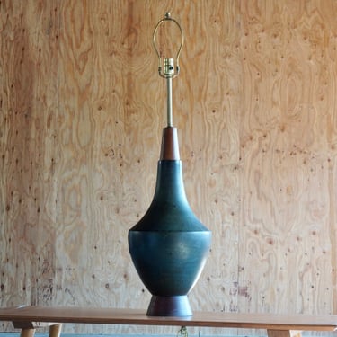 Modernist Raku Ceramic Pottery Lamp by Raymor 