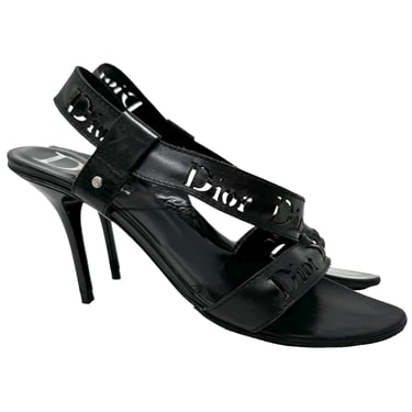 Dior Black Logo Wrap Heels