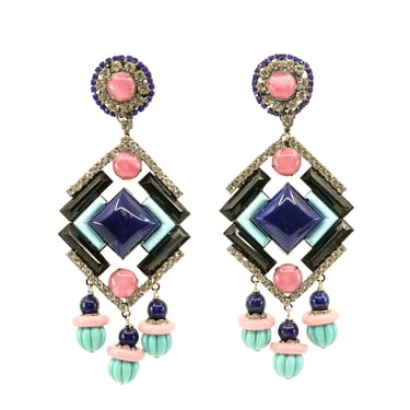 Lawrence Vrba Glass Bead Chandelier Earrings