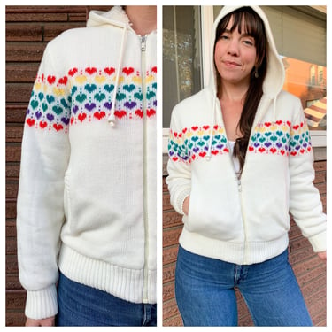 80s rainbow heart hoodie 