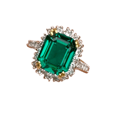 Vintage Emerald Green Crystal Cocktail Ring Size 8.75