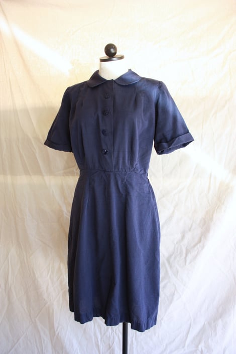 navy blue shirtwaist dress