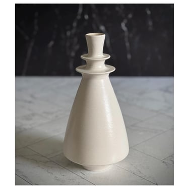 SHIPS NOW 9" Stoneware Vase in White Matte wheel thrown studio ceramics - minimal modern sculptural architectural pottery mid century decor 